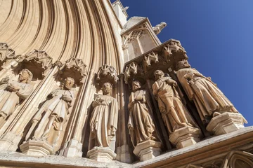 Deurstickers Architecture, religious building,Cathedral,main entrance, figures apostles,Tarragona, Costa Daurada, Catalonia, Spain. © joan_bautista