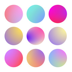 Round gradient set with modern abstract backgrounds. Colorful fluid covers for calendar, brochure, invitation, cards. Trendy soft color. Template with round gradient set for screens and mobile app