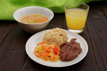 Azuki sauce with natural rice on a table