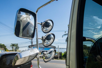 A lot of truck mirror