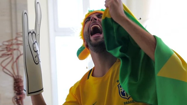 Brazilian Fan Celebrating at Home