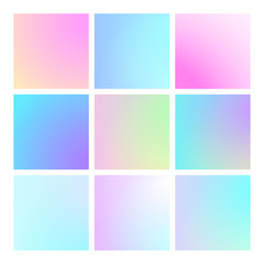 Modern gradient set with square abstract backgrounds. Colorful fluid cover for poster, banner, flyer and presentation. Trendy soft color. Template with modern gradient set for screens and mobile app