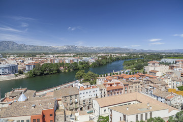 Fototapeta na wymiar City view of Tortosa and Ebro river, province Tarragona,Catalonia. Spain.