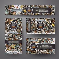 Corporate Identity vector templates set design with doodles hand drawn Cinema theme