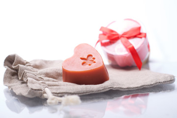 Handmade Red Soap closeup.Spa products