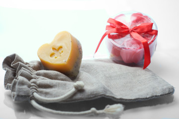 Handmade orange Soap closeup.Spa products