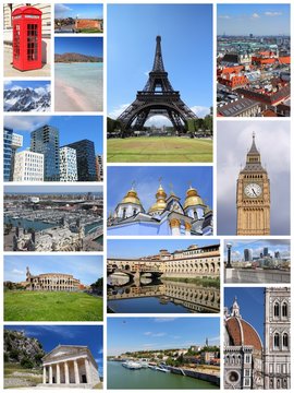 Visit Europe -  postcard collage