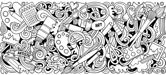 Cartoon vector doodles Art and Design horizontal stripe illustration