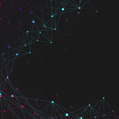 Geometric abstract background with connected lines and dots. Futuristic technology design, illustration
