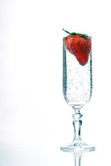 strawberry and champagne glass