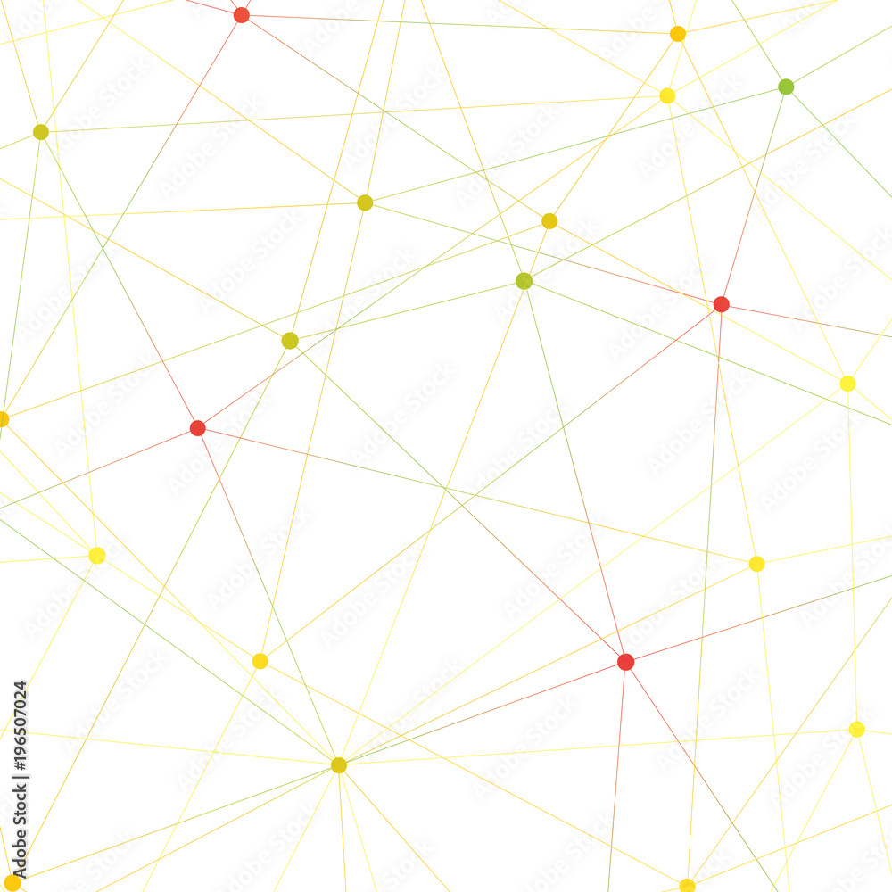 Poster graphic illustration molecule and communication. colorful dots with connections for your design