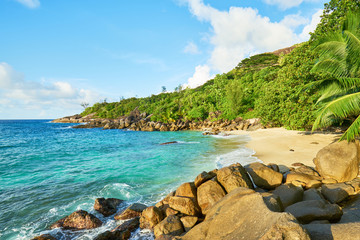 Fototapeta na wymiar beautiful tropical beach Anse major beach, Mahe, Seychelles