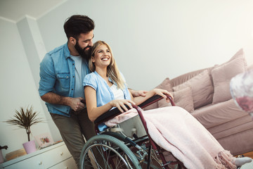 Handicapped woman and her partner