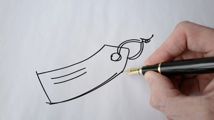 étiquette picto stylo plume