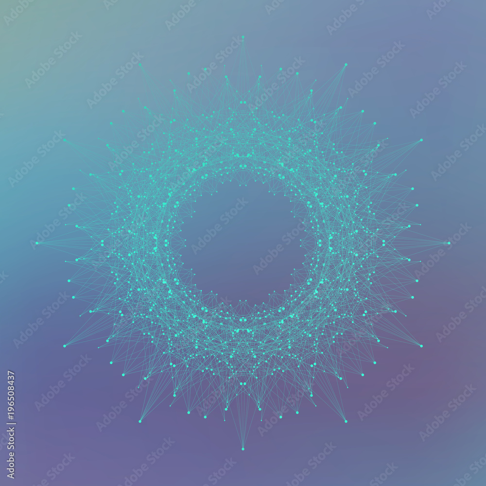 Aufkleber Geometric abstract form with connected lines and dots. illustration