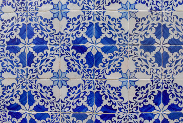 Tile blue pattern in lisbon, portugal