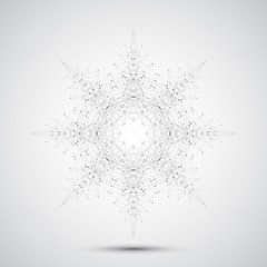 Geometric abstract form with connected line and dots. Graphic background for your design.  V illustration