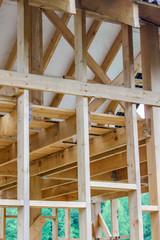 wood frame residential construction site.