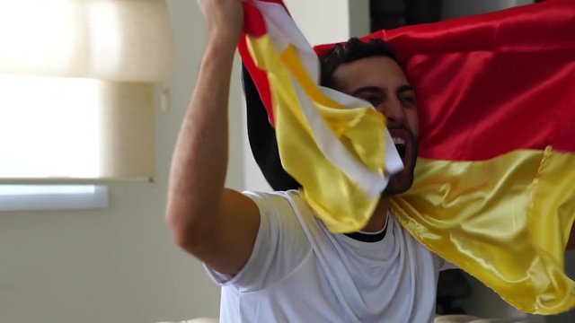 German Fan Celebrating at Home