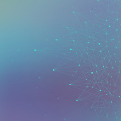 Fototapeta premium Geometric blue background molecule and communication. Connected line with dots, illustration