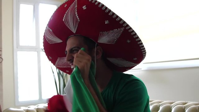 Mexican Fan Celebrating at Home