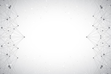 Geometric grey background molecule and communication . Connected lines with dots. Abstract molecule illustration. Molecule composition for your design