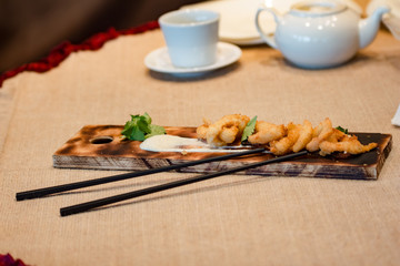chinese food in a restaurant