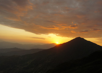 Sunset in the Himalaya mountains, Nepal