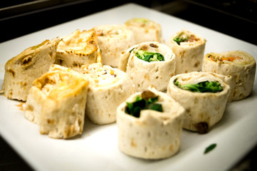 Mexican tacos rolls with vegetables