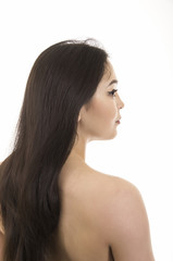 Naklejka premium Portrait of a naked young woman with long hair.
