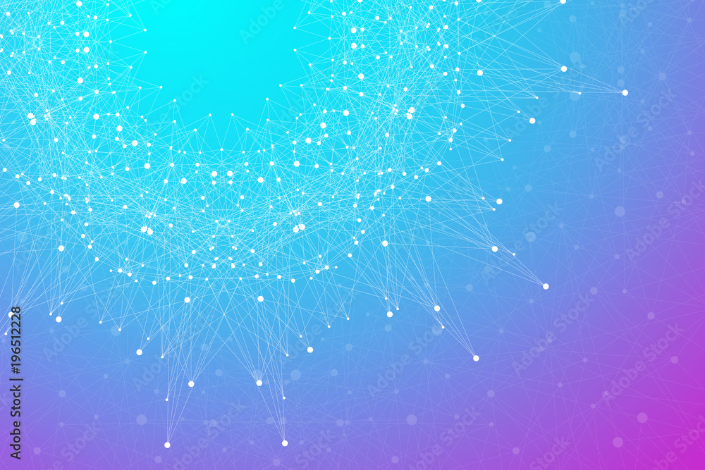 Aufkleber Geometric graphic background molecule and communication. Big data complex with compounds. Perspective backdrop. Minimal array. Digital data visualization. Scientific illustration