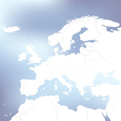 Political Map Of Europe. Abstract blurred background Illustration.