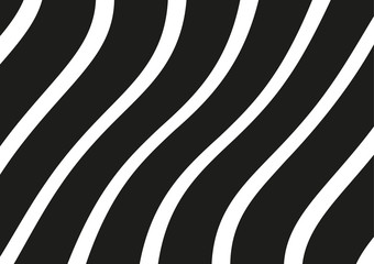 Abstract wavy lines. Curved black and white stripes. Vector illustration