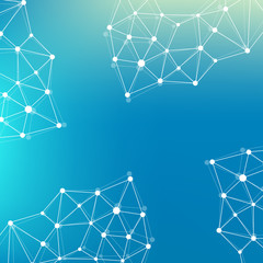 Geometric graphic background molecule and communication. Big data complex with compounds. Lines plexus, minimal array. Digital data visualization. Scientific cybernetic illustration.