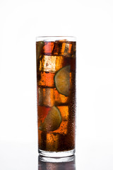 Fototapeta na wymiar Cuba libre. Cocktail with rum, lime and ice on white background