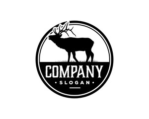 Beautiful Deer Animal Illustration Silhouette Symbol Vintage Circle Logo Vector