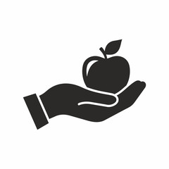 Apple in hand icon