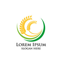 Agriculture wheat Logo Template vector icon design. emblem and label design