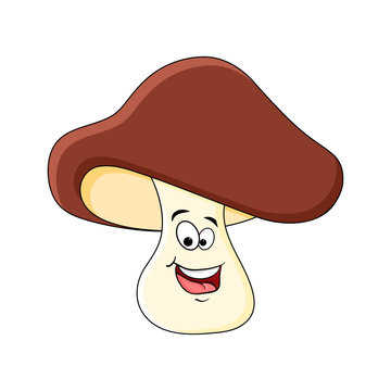 boletus mushroom character isolated on white background