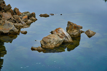 water, landscape, nature, lake, rocks, stones, reflection