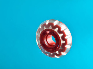 Roller wheel isolated on blue.