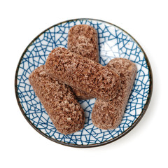 Cereal bars on white background