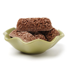 Cereal bars on white background