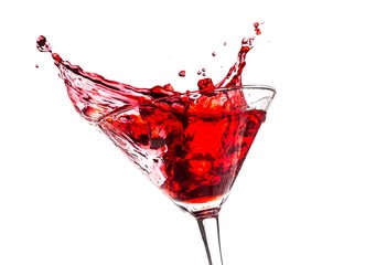 Ice Cubes Splashing in a Cocktail