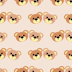 Fototapeta premium Seamless pattern of cute bear and white star vector on pastel tone color. Lovely cartoon pattern for children fashion, nursery, scrapbooking, textile, decoration and/or surface design.