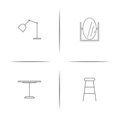 Furniture simple linear icon set.Simple outline icons