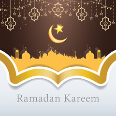 Obraz na płótnie Canvas Modern Ramadan Kareem background icon vector illustration design graphic with islamic crescent moon 3D.