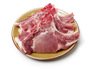 Raw Pork Ribs Isolated On White Background