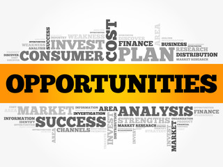 Opportunities word cloud collage, business concept background