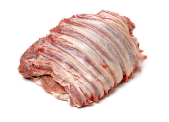 raw lamb meat on white background